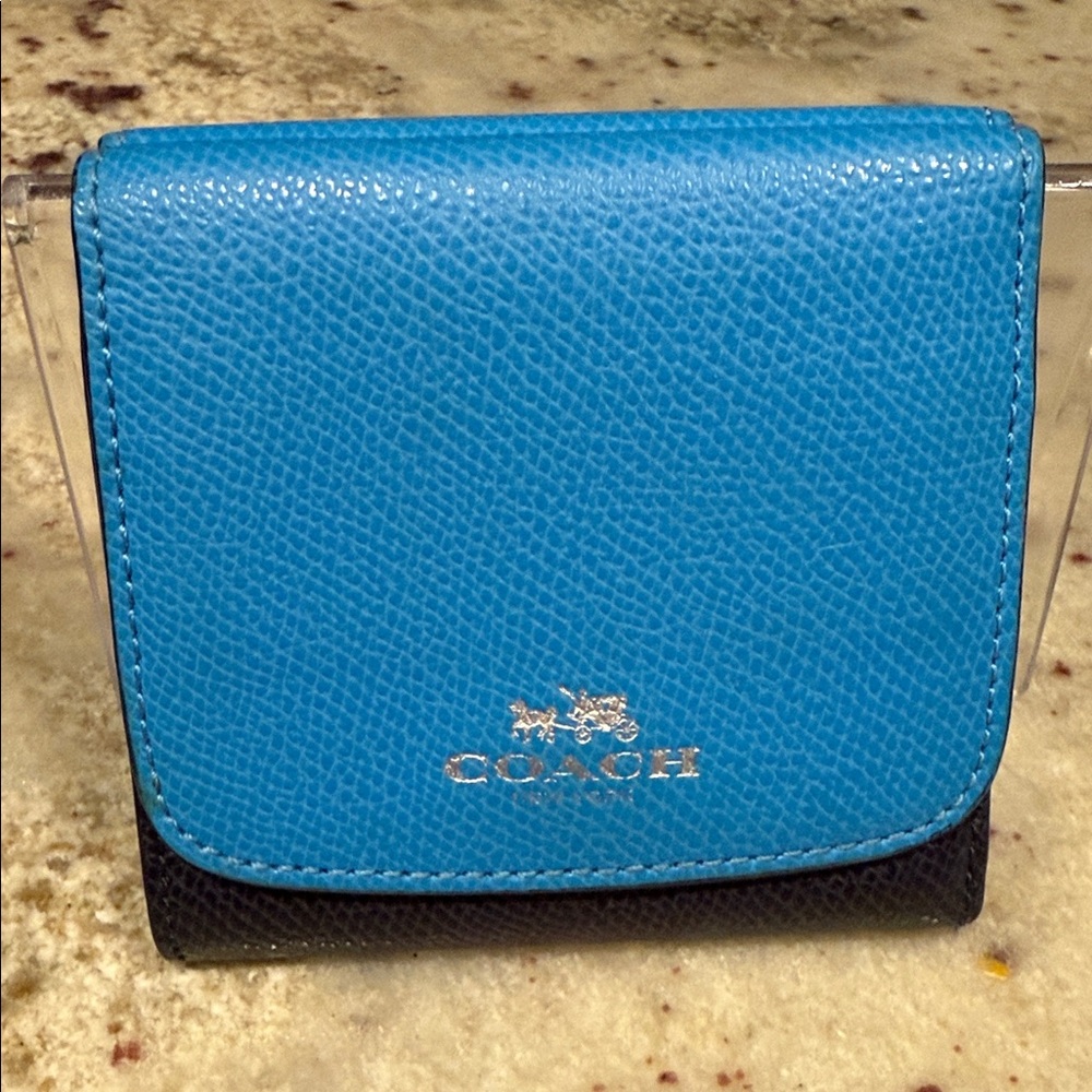 Coach Blue and Black Trifold Wallet